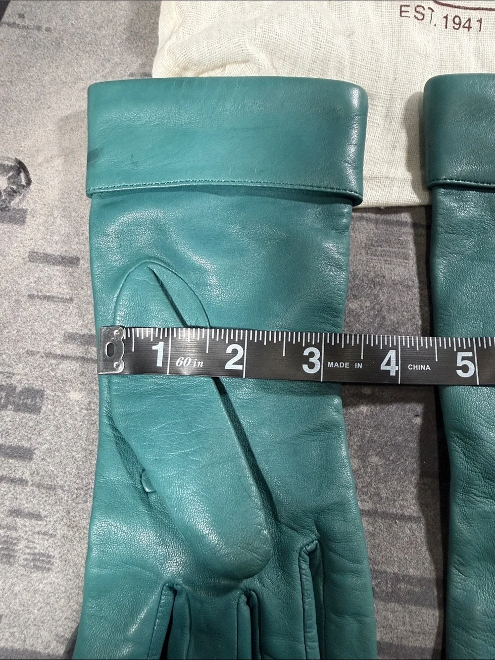 VINTAGE COACH TEAL LEATHER CUFFED GLOVES SZ 6 1/2
